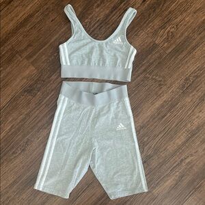 Adidas Women’s Gray Athletic Shorts and Top Set- GUC XS